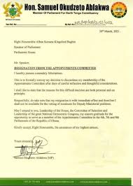 Trending Resignation Letter of Samuel Okudzeto Ablakwa is FAKE